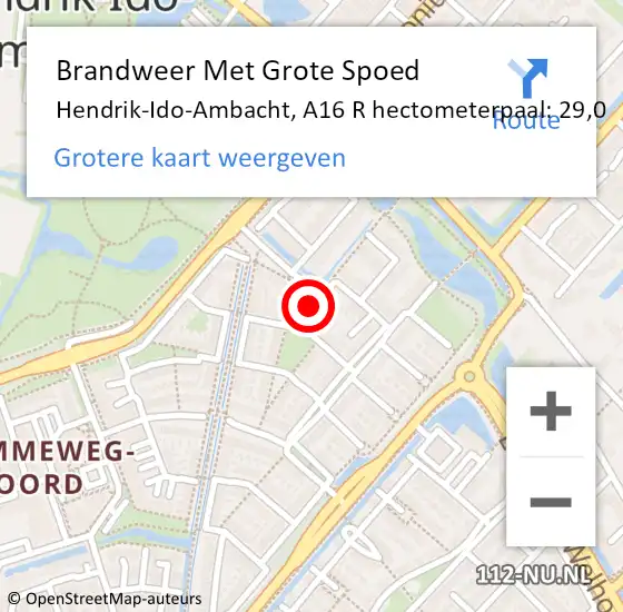 Locatie op kaart van de 112 melding: Brandweer Met Grote Spoed Naar Hendrik-Ido-Ambacht, A16 R hectometerpaal: 30,1 op 22 mei 2017 06:07