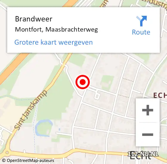 Locatie op kaart van de 112 melding: Brandweer Montfort, Maasbrachterweg op 22 mei 2017 07:59