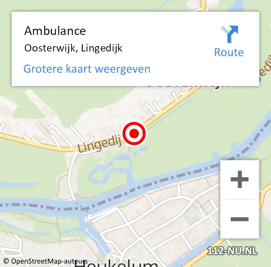 Locatie op kaart van de 112 melding: Ambulance Oosterwijk, Lingedijk op 22 mei 2017 08:38
