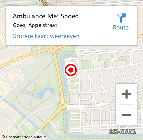 Locatie op kaart van de 112 melding: Ambulance Met Spoed Naar Goes, Appelstraat op 22 mei 2017 08:52