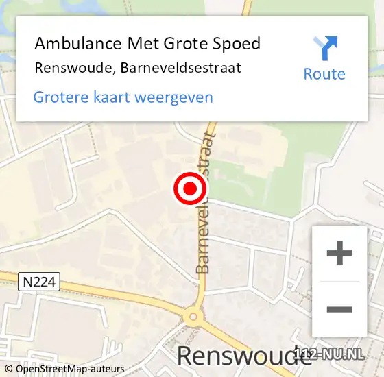 Locatie op kaart van de 112 melding: Ambulance Met Grote Spoed Naar Renswoude, Barneveldsestraat op 22 mei 2017 09:13