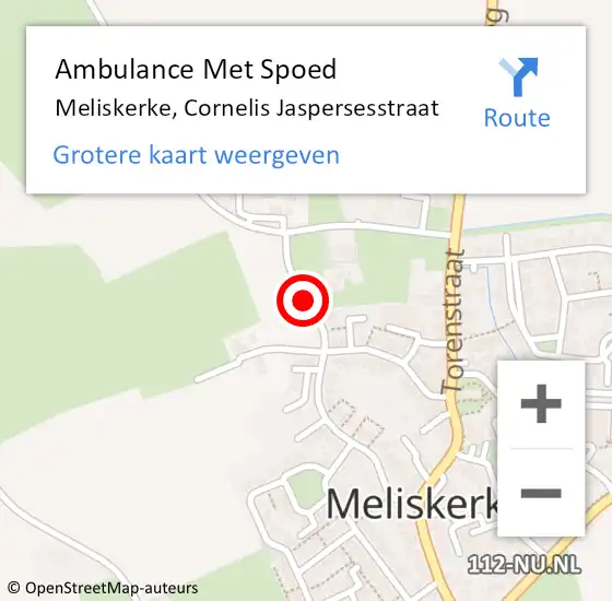 Locatie op kaart van de 112 melding: Ambulance Met Spoed Naar Meliskerke, Cornelis Jaspersesstraat op 22 mei 2017 09:41