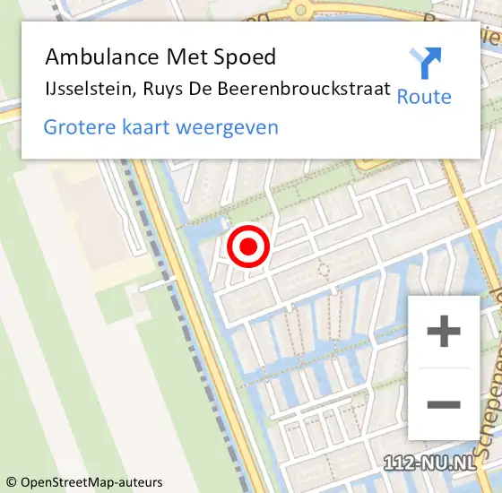 Locatie op kaart van de 112 melding: Ambulance Met Spoed Naar IJsselstein, Ruys De Beerenbrouckstraat op 22 mei 2017 09:41