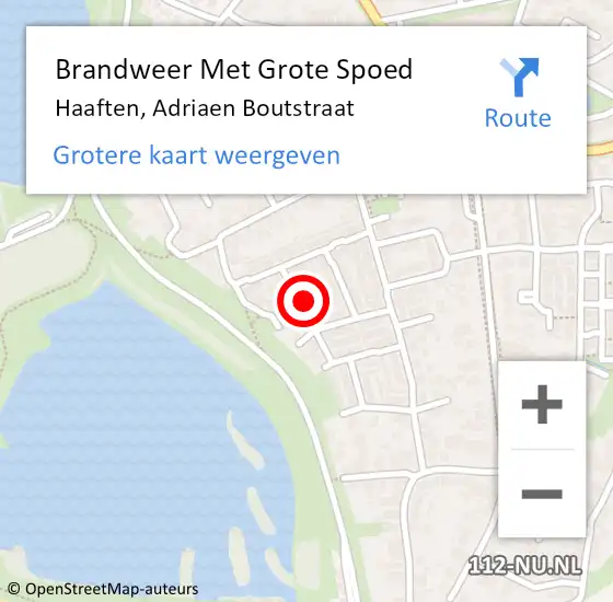 Locatie op kaart van de 112 melding: Brandweer Met Grote Spoed Naar Haaften, Adriaen Boutstraat op 22 mei 2017 09:55