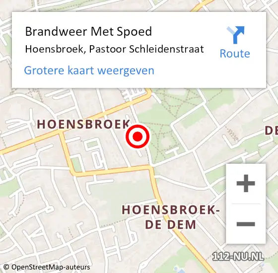 Locatie op kaart van de 112 melding: Brandweer Met Spoed Naar Hoensbroek, Pastoor Schleidenstraat op 22 mei 2017 10:13