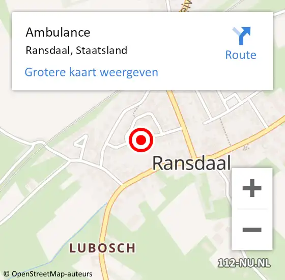 Locatie op kaart van de 112 melding: Ambulance Ransdaal, Staatsland op 21 januari 2014 09:56