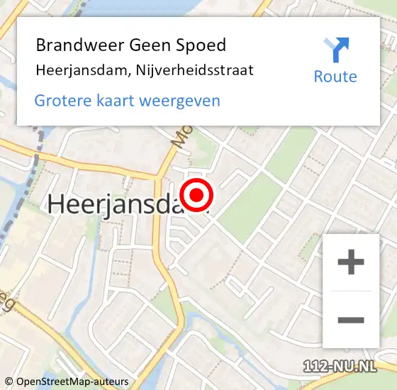 Locatie op kaart van de 112 melding: Brandweer Geen Spoed Naar Heerjansdam, Nijverheidsstraat op 22 mei 2017 10:23