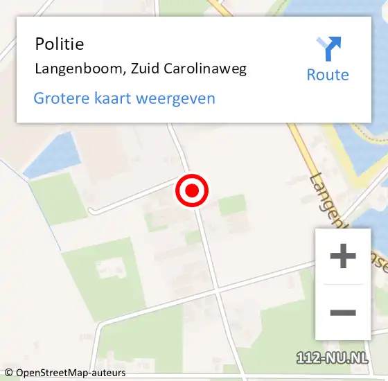 Locatie op kaart van de 112 melding: Politie Langenboom, Zuid Carolinaweg op 22 mei 2017 10:45