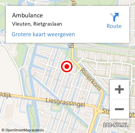 Locatie op kaart van de 112 melding: Ambulance Vleuten, Rietgraslaan op 22 mei 2017 11:30