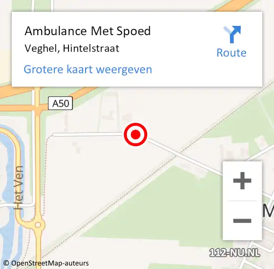 Locatie op kaart van de 112 melding: Ambulance Met Spoed Naar Veghel, Hintelstraat op 22 mei 2017 11:36