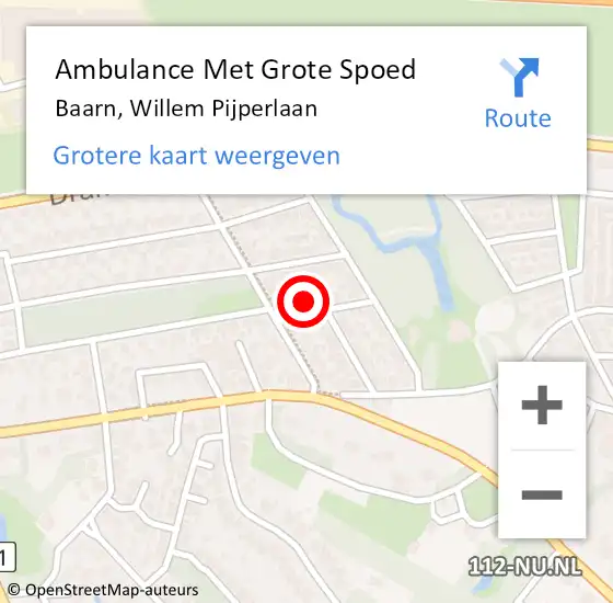 Locatie op kaart van de 112 melding: Ambulance Met Grote Spoed Naar Baarn, Willem Pijperlaan op 22 mei 2017 11:45