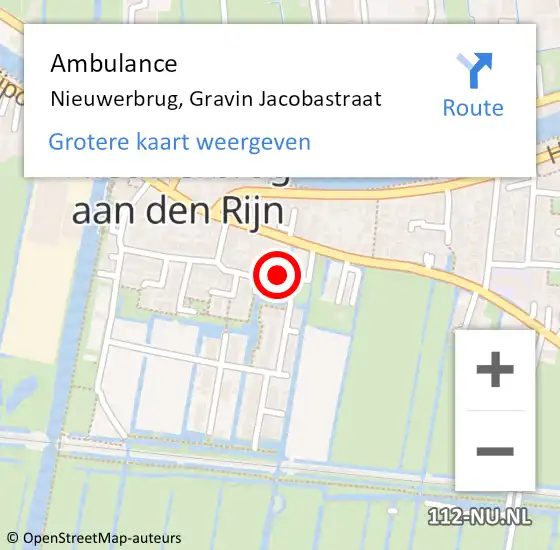 Locatie op kaart van de 112 melding: Ambulance Nieuwerbrug, Gravin Jacobastraat op 22 mei 2017 12:02