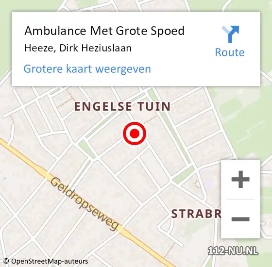 Locatie op kaart van de 112 melding: Ambulance Met Grote Spoed Naar Heeze, Dirk Heziuslaan op 22 mei 2017 12:06