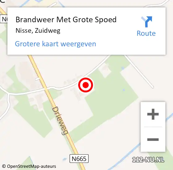 Locatie op kaart van de 112 melding: Brandweer Met Grote Spoed Naar Nisse, Zuidweg op 22 mei 2017 12:28