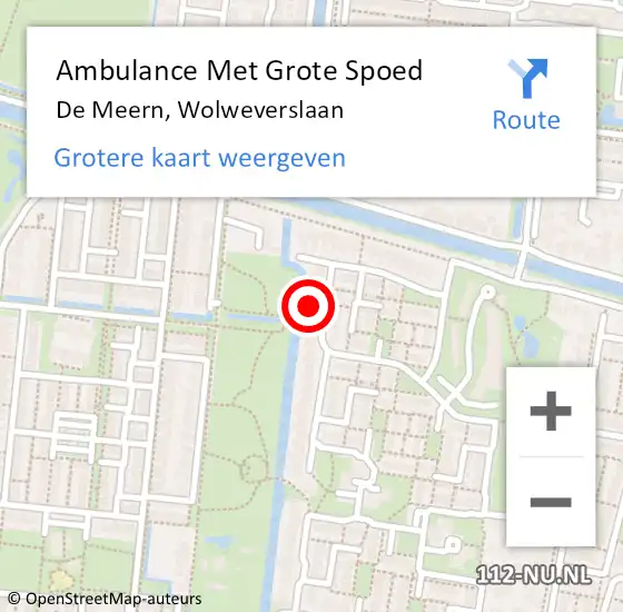 Locatie op kaart van de 112 melding: Ambulance Met Grote Spoed Naar De Meern, Wolweverslaan op 22 mei 2017 12:55