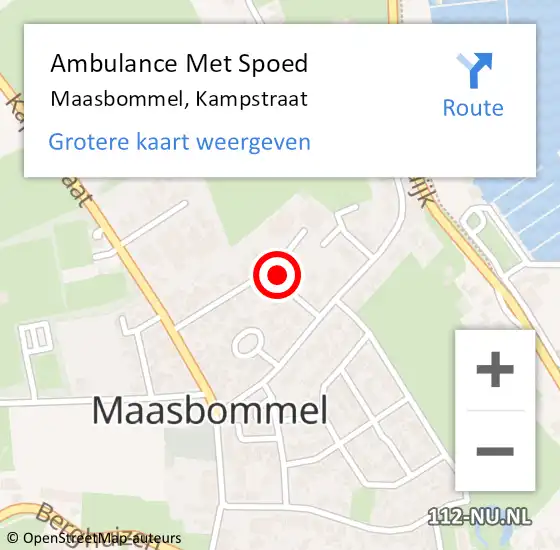 Locatie op kaart van de 112 melding: Ambulance Met Spoed Naar Maasbommel, Kampstraat op 22 mei 2017 13:23