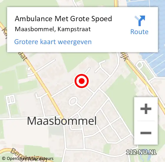 Locatie op kaart van de 112 melding: Ambulance Met Grote Spoed Naar Maasbommel, Kampstraat op 22 mei 2017 13:24