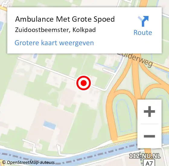 Locatie op kaart van de 112 melding: Ambulance Met Grote Spoed Naar Zuidoostbeemster, Kolkpad op 22 mei 2017 13:31