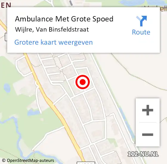 Locatie op kaart van de 112 melding: Ambulance Met Grote Spoed Naar Wijlre, Van Binsfeldstraat op 21 januari 2014 10:14