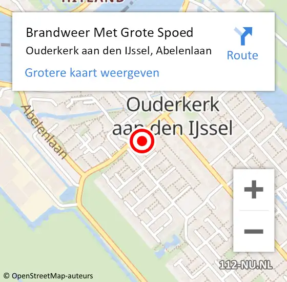 Locatie op kaart van de 112 melding: Brandweer Met Grote Spoed Naar Ouderkerk aan den IJssel, Abelenlaan op 22 mei 2017 14:23