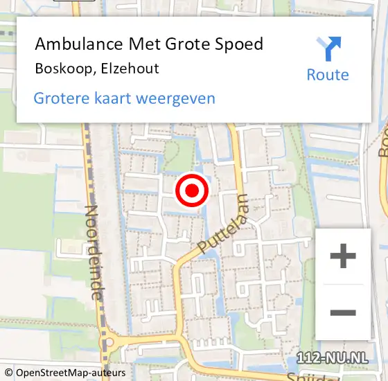 Locatie op kaart van de 112 melding: Ambulance Met Grote Spoed Naar Boskoop, Elzehout op 22 mei 2017 14:43