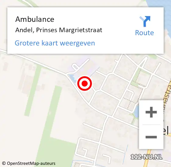 Locatie op kaart van de 112 melding: Ambulance Andel, Prinses Margrietstraat op 22 mei 2017 14:49