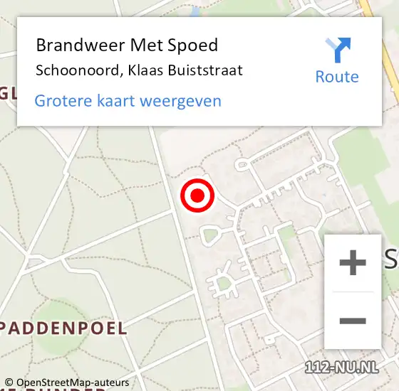 Locatie op kaart van de 112 melding: Brandweer Met Spoed Naar Schoonoord, Klaas Buiststraat op 22 mei 2017 15:32