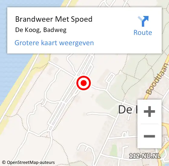 Locatie op kaart van de 112 melding: Brandweer Met Spoed Naar De Koog, Badweg op 22 mei 2017 15:51