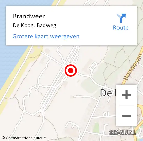 Locatie op kaart van de 112 melding: Brandweer De Koog, Badweg op 22 mei 2017 15:53