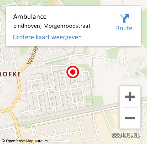 Locatie op kaart van de 112 melding: Ambulance Eindhoven, Morgenroodstraat op 22 mei 2017 15:55