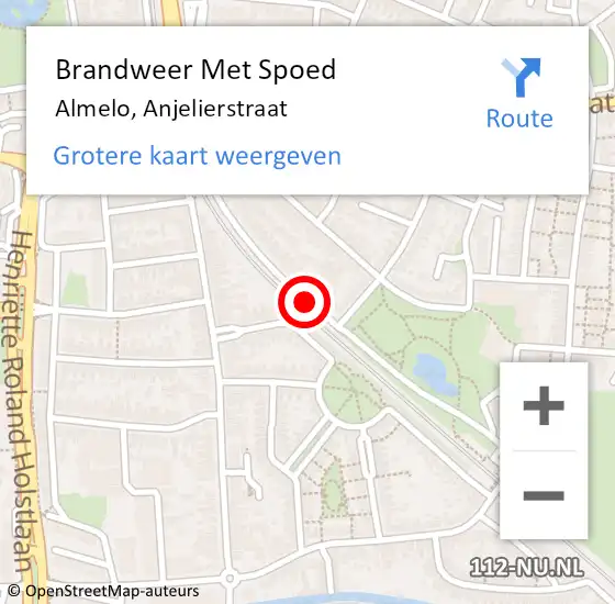 Locatie op kaart van de 112 melding: Brandweer Met Spoed Naar Almelo, Anjelierstraat op 22 mei 2017 16:04