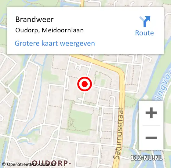 Locatie op kaart van de 112 melding: Brandweer Oudorp, Meidoornlaan op 22 mei 2017 16:27