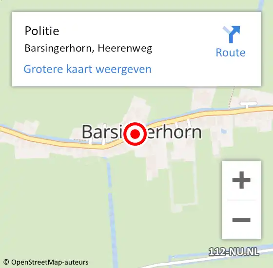 Locatie op kaart van de 112 melding: Politie Barsingerhorn, Heerenweg op 22 mei 2017 16:29