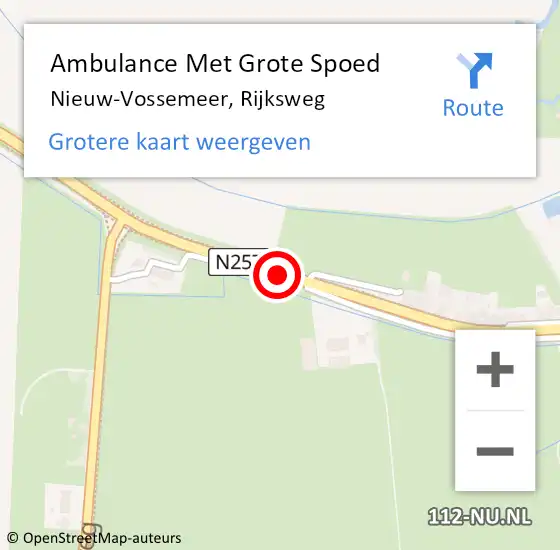 Locatie op kaart van de 112 melding: Ambulance Met Grote Spoed Naar Nieuw-Vossemeer, Rijksweg op 22 mei 2017 17:16