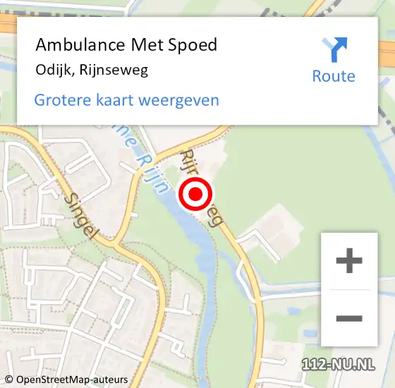 Locatie op kaart van de 112 melding: Ambulance Met Spoed Naar Odijk, Rijnseweg op 22 mei 2017 17:27