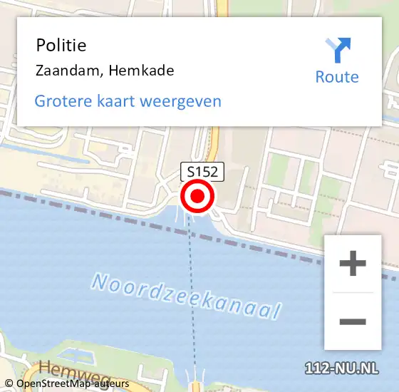 Locatie op kaart van de 112 melding: Politie Zaandam, Hemkade op 22 mei 2017 18:39