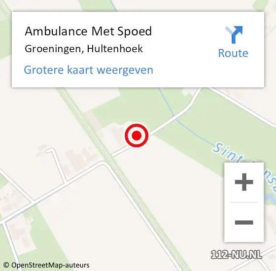 Locatie op kaart van de 112 melding: Ambulance Met Spoed Naar Groeningen, Hultenhoek op 22 mei 2017 19:01