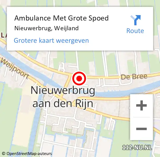 Locatie op kaart van de 112 melding: Ambulance Met Grote Spoed Naar Nieuwerbrug, Weijland op 22 mei 2017 21:47