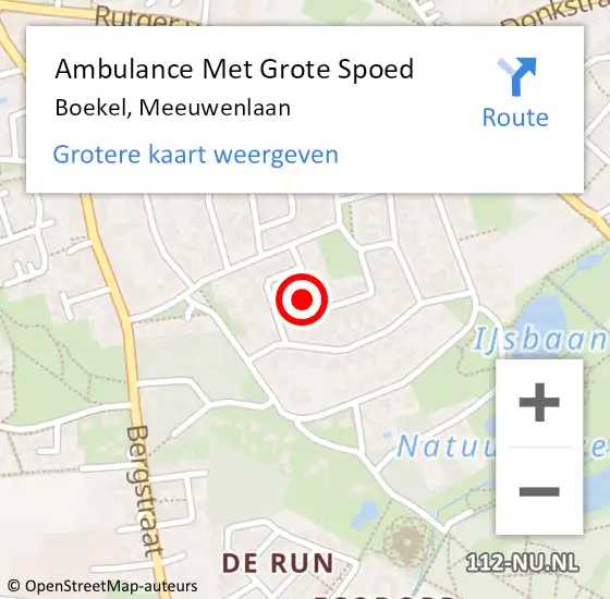 Locatie op kaart van de 112 melding: Ambulance Met Grote Spoed Naar Boekel, Meeuwenlaan op 22 mei 2017 22:15