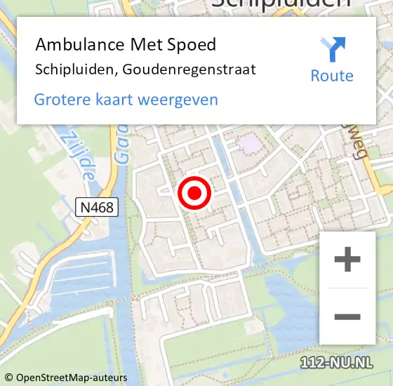 Locatie op kaart van de 112 melding: Ambulance Met Spoed Naar Schipluiden, Goudenregenstraat op 19 september 2013 23:14