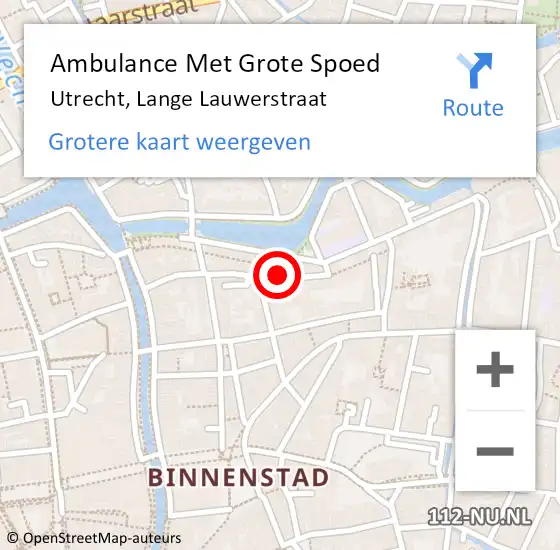 Locatie op kaart van de 112 melding: Ambulance Met Grote Spoed Naar Utrecht, Lange Lauwerstraat op 22 mei 2017 22:27