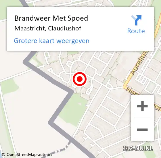 Locatie op kaart van de 112 melding: Brandweer Met Spoed Naar Maastricht, Claudiushof op 23 mei 2017 00:29