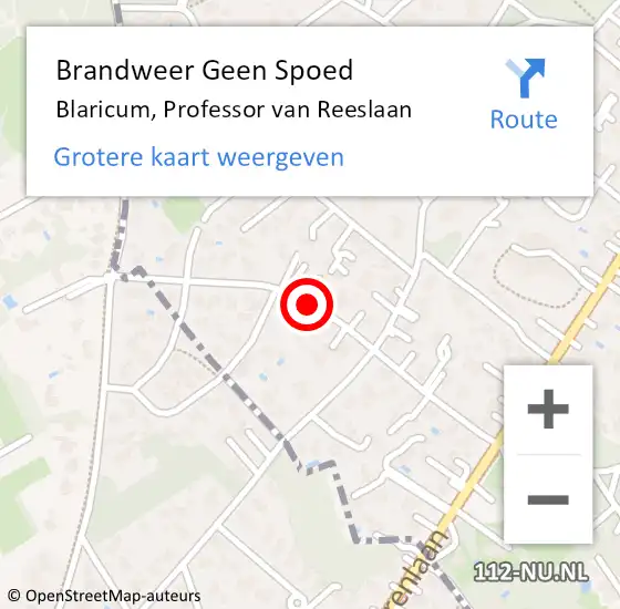 Locatie op kaart van de 112 melding: Brandweer Geen Spoed Naar Blaricum, Professor van Reeslaan op 23 mei 2017 00:33