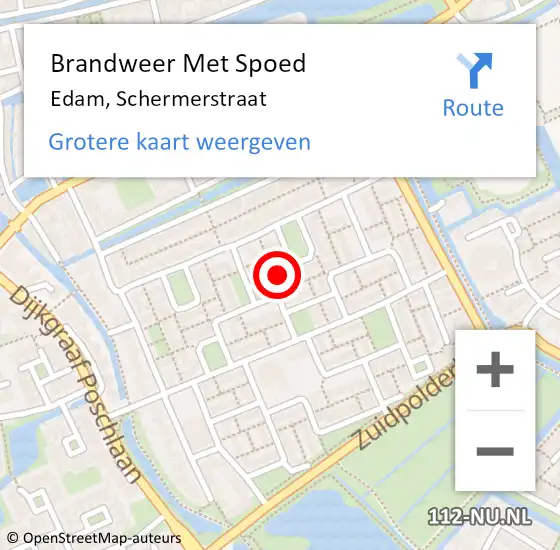 Locatie op kaart van de 112 melding: Brandweer Met Spoed Naar Edam, Schermerstraat op 23 mei 2017 00:47