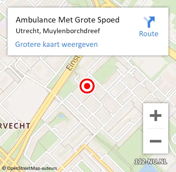 Locatie op kaart van de 112 melding: Ambulance Met Grote Spoed Naar Utrecht, Muylenborchdreef op 23 mei 2017 01:17