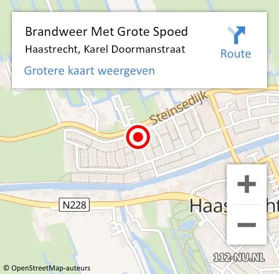 Locatie op kaart van de 112 melding: Brandweer Met Grote Spoed Naar Haastrecht, Karel Doormanstraat op 23 mei 2017 01:50