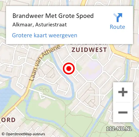 Locatie op kaart van de 112 melding: Brandweer Met Grote Spoed Naar Alkmaar, Asturiestraat op 23 mei 2017 03:35