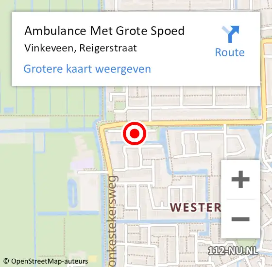 Locatie op kaart van de 112 melding: Ambulance Met Grote Spoed Naar Vinkeveen, Reigerstraat op 23 mei 2017 04:01