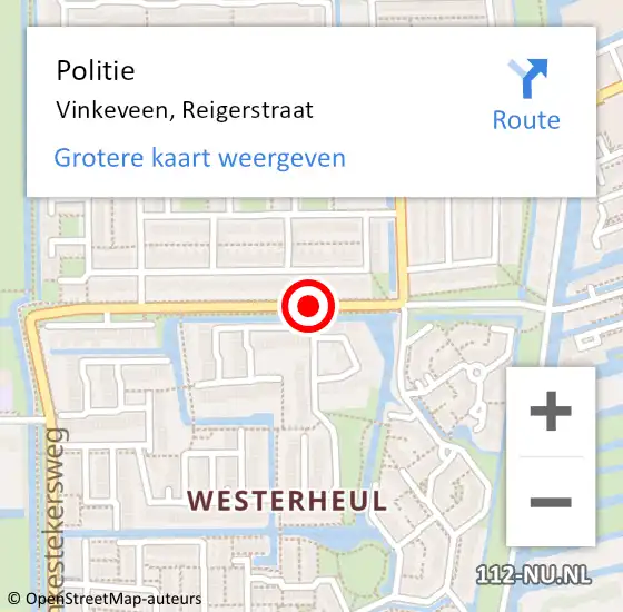 Locatie op kaart van de 112 melding: Politie Vinkeveen, Reigerstraat op 23 mei 2017 04:29