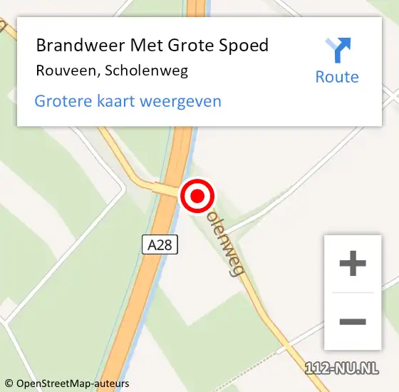 Locatie op kaart van de 112 melding: Brandweer Met Grote Spoed Naar Rouveen, Scholenweg op 23 mei 2017 05:45